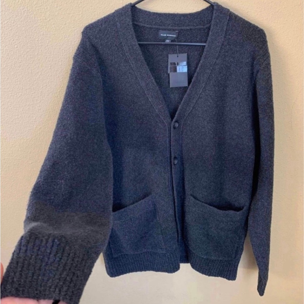 Brand new 
Club monaco boucle cardigan men Size M grey MRSP $159